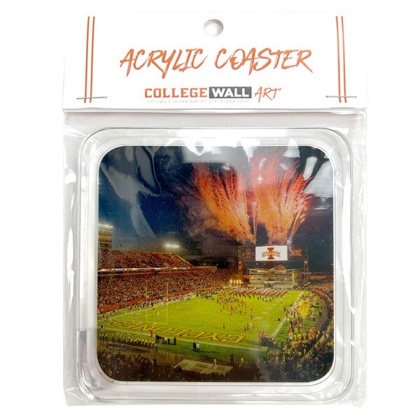 Fireworks Over Jack Trice Stadium Acrylic Coaster (4.5"x4.5")
